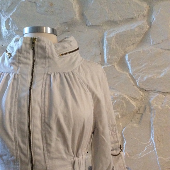 French Connections White Zip Jacket Enclosed Hood - Picture 4 of 7